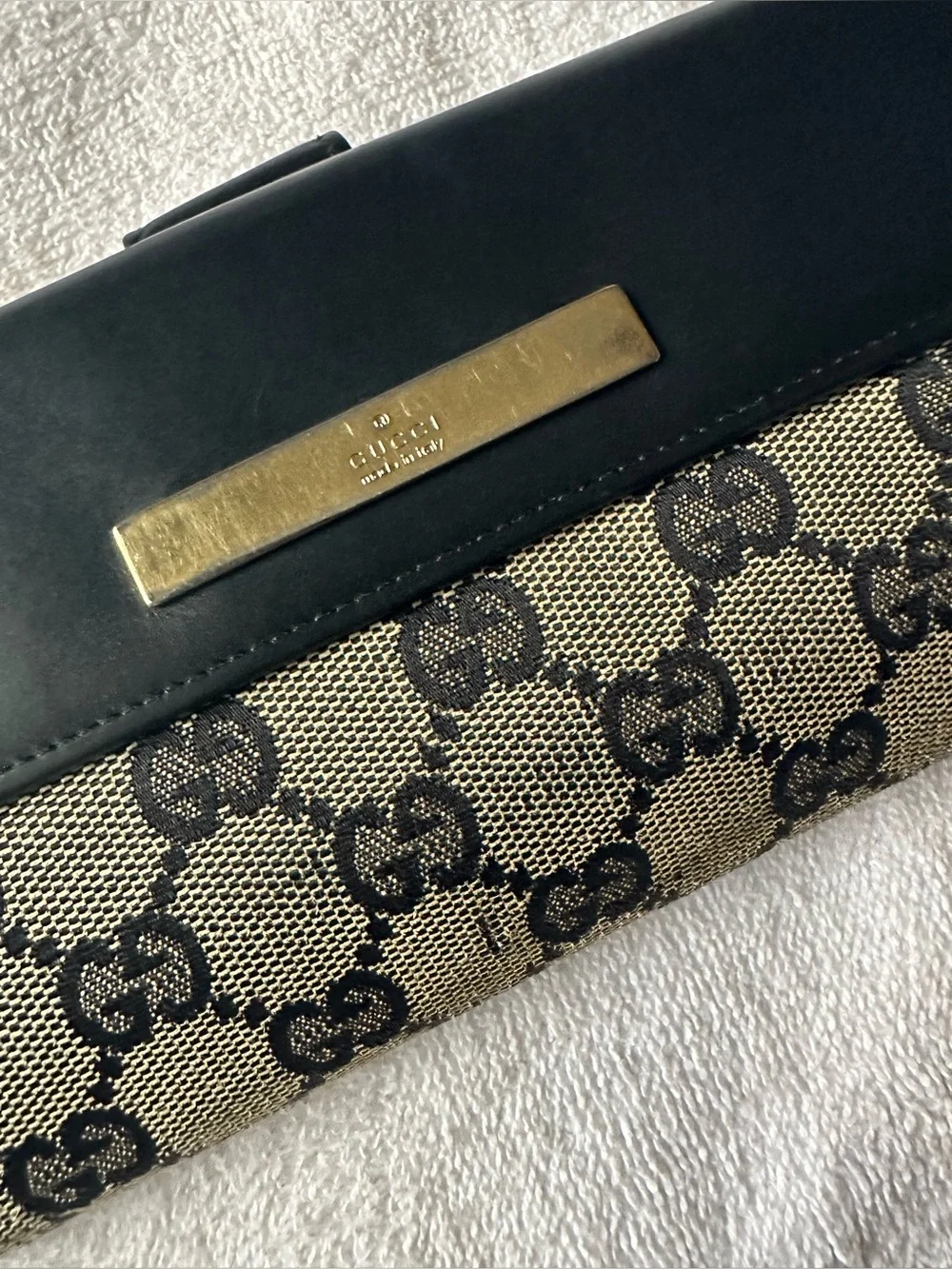 🖤Gucci GG Canvas Continental Wallet Black Leather Trim Long Wallet🖤
